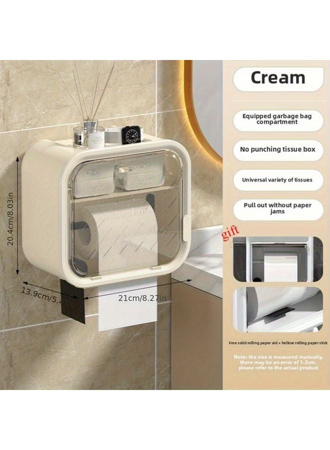White No Drill Toilet Paper Holder With Roll Assist And Hollow Paper Rod 3pcs Set - Image 2