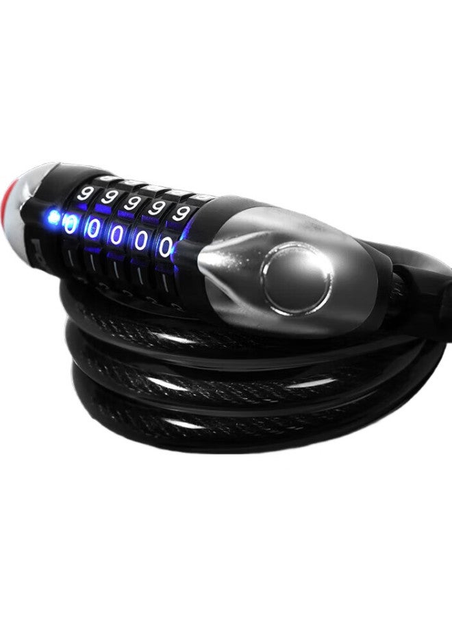 Forever Yongjiu Portable Bicycle Lock, Anti-Theft Lock, Steel Cable Lock For Bicycles And Electric Bikes, Combination Lock, 1.2 Meters, Silver Color With Light - Image 2