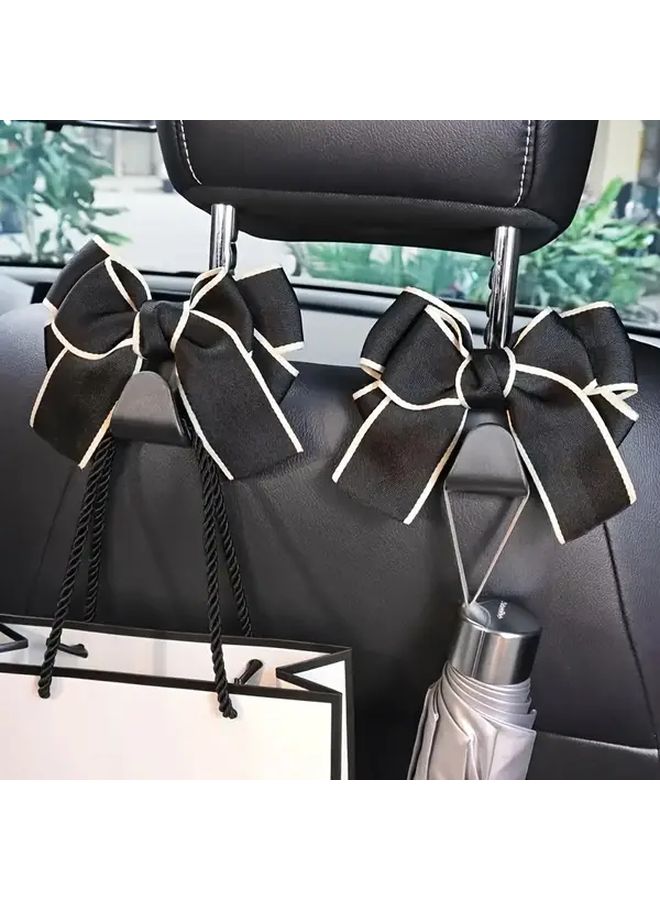 Black Car Seat Backrest Hook Cute Bow Rear Seat Hanger 1 Pack - Image 1