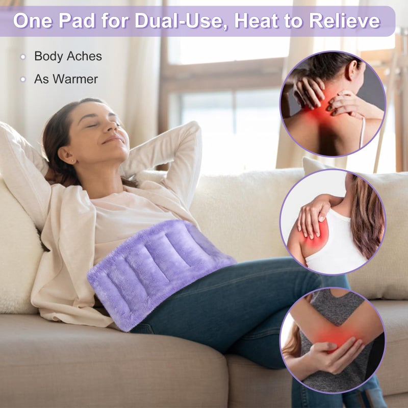 SuzziPad Microwave Heating Pad for Discomfort Reducing, 7x16 Microwavable Heated Pads, Muscle Ache, Soothing Fatigue for Neck and Shoulder, Bean Bag Moist Heat Pack, Warm Compress, 1.74lb, Purple - Image 2