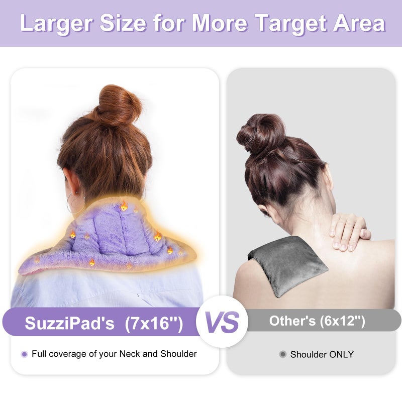 SuzziPad Microwave Heating Pad for Discomfort Reducing, 7x16 Microwavable Heated Pads, Muscle Ache, Soothing Fatigue for Neck and Shoulder, Bean Bag Moist Heat Pack, Warm Compress, 1.74lb, Purple - Image 4