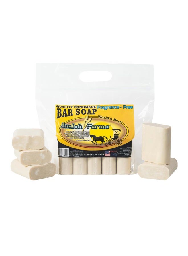 Amish Farms Fragrance-Free & Dye-Free Natural Bar Soap for Sensitive Skin (Huge 5 Bars in a Bag) - Handmade in USA Moisturizing Bar Soap (Shipped in Cardboard Box) With Fresh Soap Smell (5-Pack) - Image 1