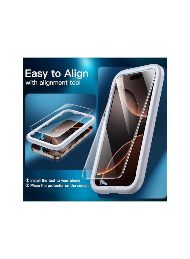 جي تيك واقي شاشة لهاتف iPhone 16 Pro Max مقاس 6.9 بوصة، طبقة من الزجاج المقوى مع أداة تثبيت سهلة، صديق للحافظة، شفاف عالي الدقة، 3 عبوات - Image 4