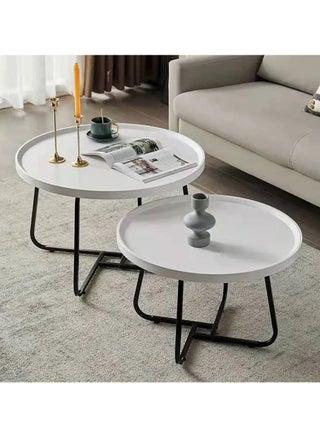 Coffee Table Set of 2 Stackable MDF Top Side Table Round Set Table Combination Small Set Table Set Industrial Style Side Table Round for Living Room, Balcony - pzsku/ZC28115973022ECC14A12Z/45/_/1716895883/8dbfb97c-abfb-4005-b663-086482e08486