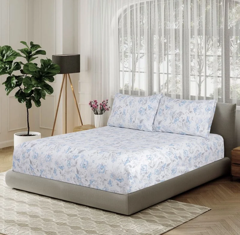 DWELL 200 Thread Count Printed Casey Fitted Sheet Set