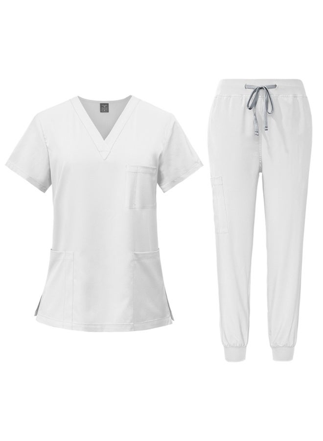 NIBEMINENT Summer Doctor Nurse Uniforms Work Uniforms Beauty SPA Pet Hospital Dental Surgery Hand Wash Gowns Split Suit - Image 1