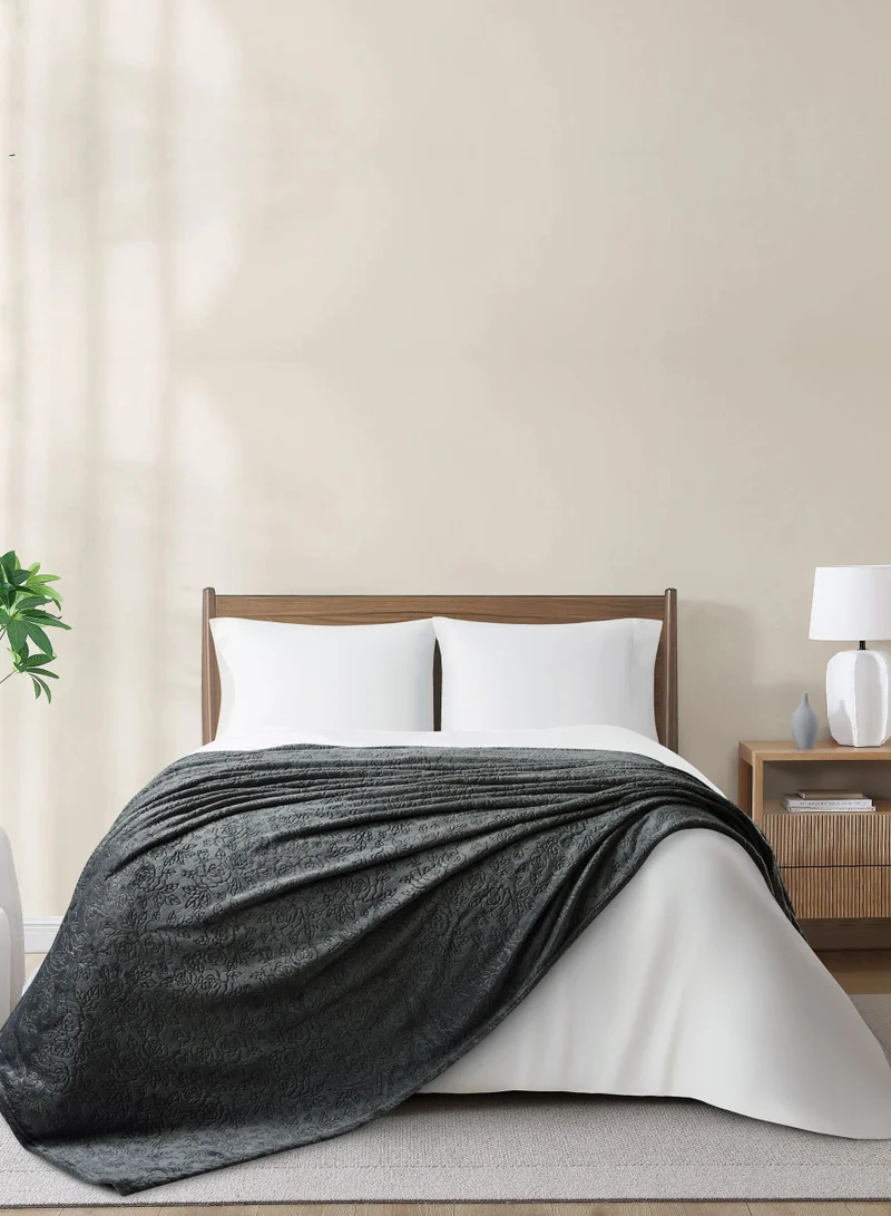 Donetella Fleece Blanket, Single Size 170x240 cm, 300 GSM, Floral Texture - Lightweight Ultra Soft & Warm Solid Throw Blanket, Cozy for Sofa, Bed & Couch