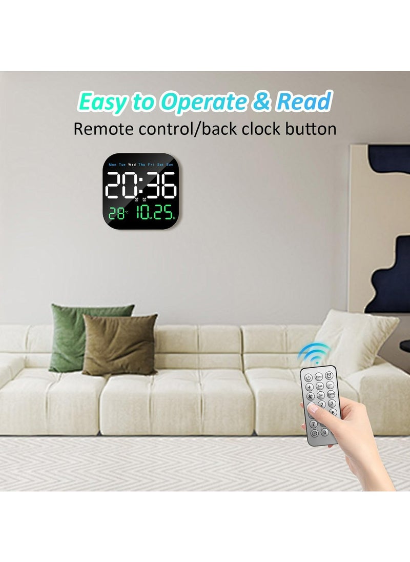DAMAL - Digital Wall Clock, 9’ LED Digital Clock with Remote Control, Hanging and Standing, Suitable for Living Room Decoration, Week/Date/Temperature 3 Colours - Image 1