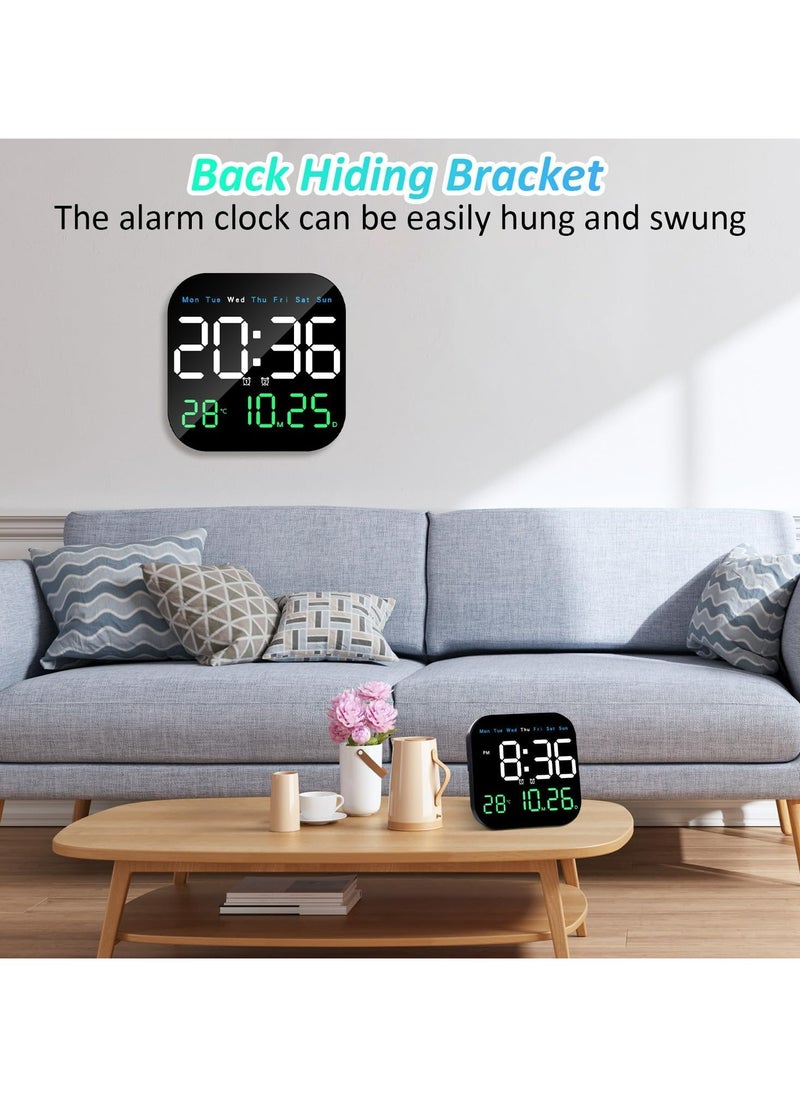 DAMAL - Digital Wall Clock, 9’ LED Digital Clock with Remote Control, Hanging and Standing, Suitable for Living Room Decoration, Week/Date/Temperature 3 Colours - Image 1