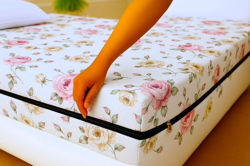 House Fox 5x6 Glace Cotton Mattress Cover Queen Bed (72x60x6 inch) with Zipper| Non-Shrink Heavy Fabric | Strong Zip with Metal Lock | Interlocked Stitching | 360 Degree Fully Covered - Image 1