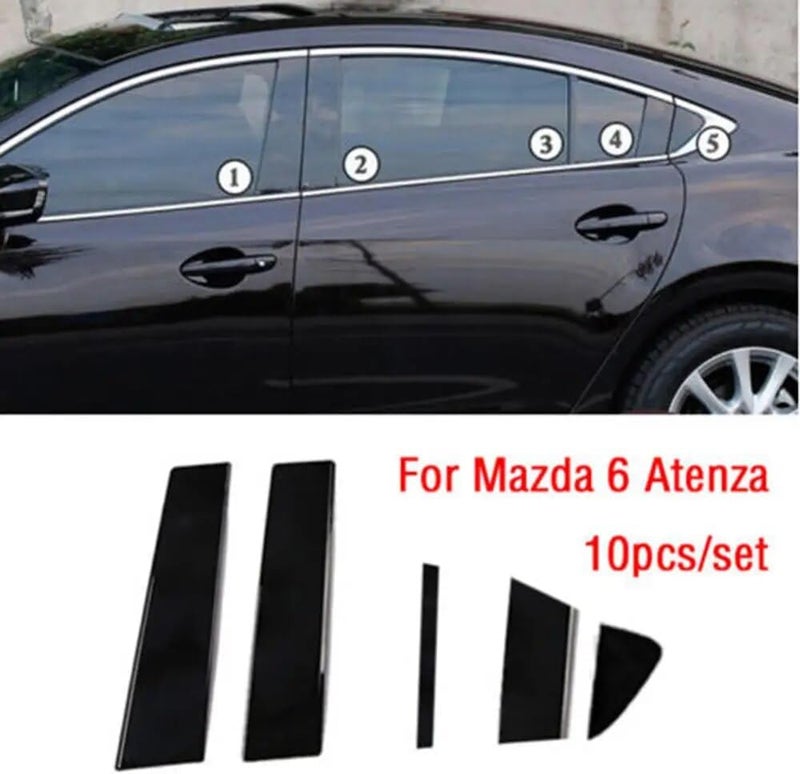 QASULER 10PC Window Pillar Trim for Mazda 6 Atenza - Image 3