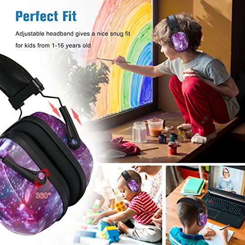 Procase حماية أذن الأطفال من بروكيس، سماعات إلغاء الضوضاء SNR 29 ديسيبل للأطفال المصابين بالتوحد، سماعات أذن عازلة للصوت للالعاب النارية، الرحلات الجوية، الحفلات - بنفسجي متلألئ - Image 2