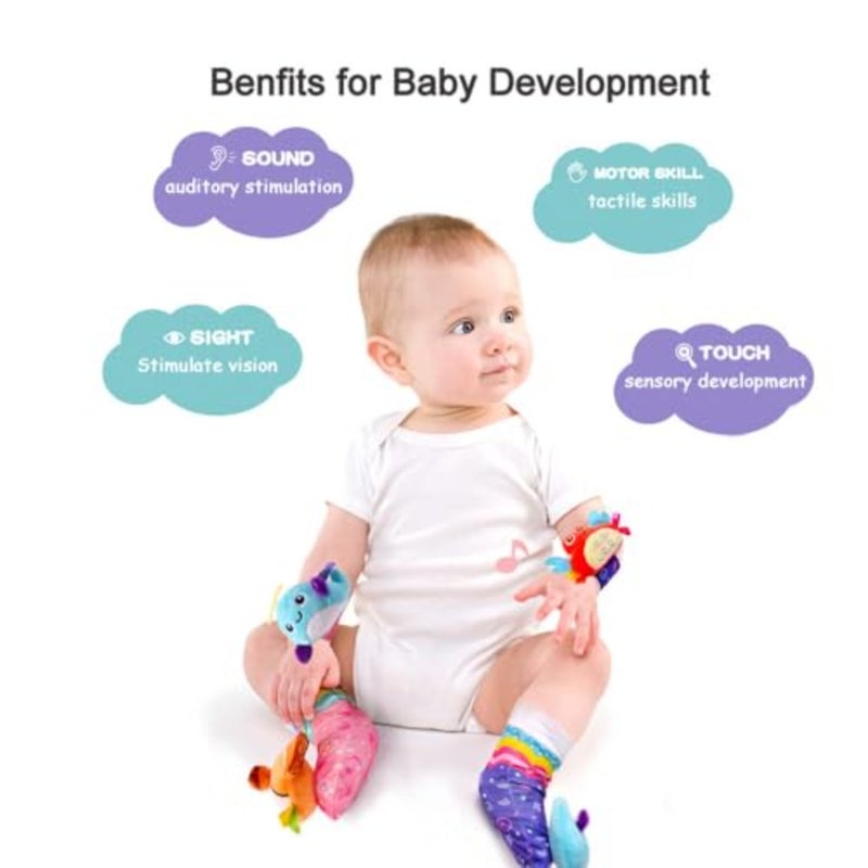 Baby Wrist Rattle Socks and Foot Finder Set, Perfect Baby Toys for 0-12 Months Newborn Boys and Girls As Shower Gifts, Garden Bug Series - Image 4