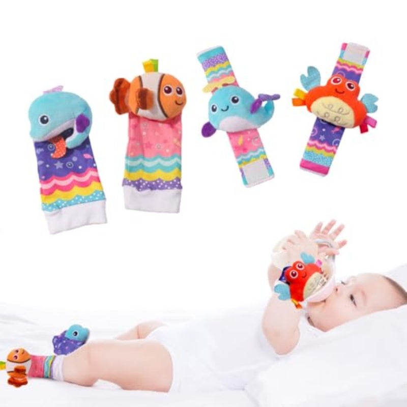 Baby Wrist Rattle Socks and Foot Finder Set, Perfect Baby Toys for 0-12 Months Newborn Boys and Girls As Shower Gifts, Garden Bug Series - Image 1