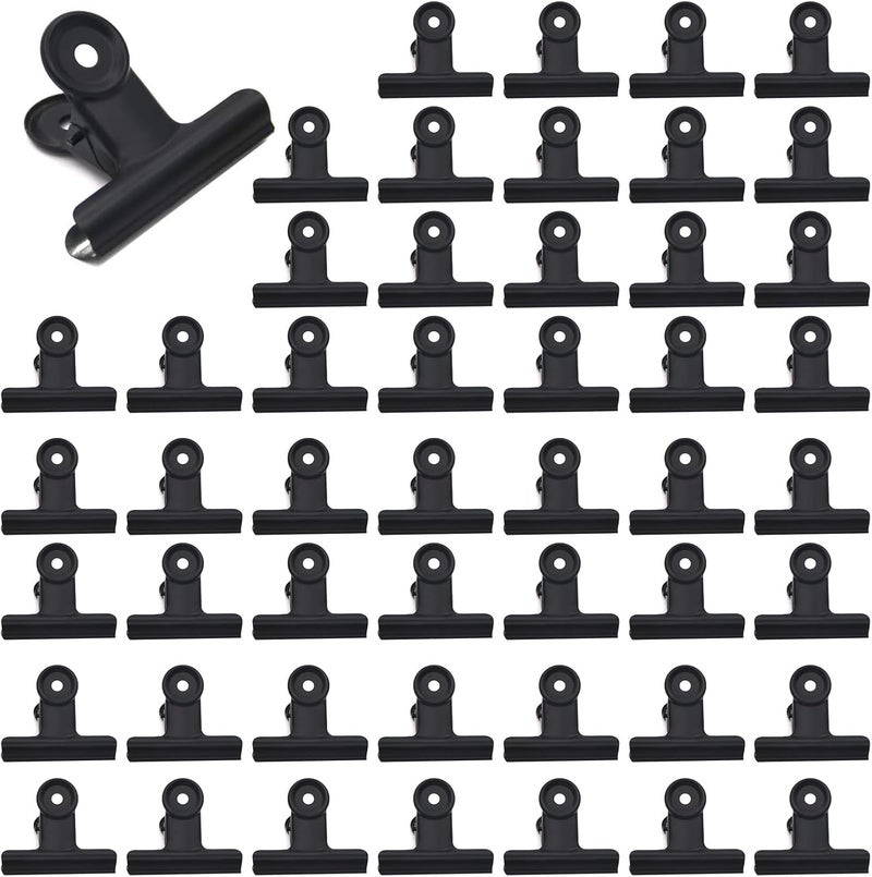 DENGXINWEI 50 Pcs Metal Bulldog Clips, Gold Bull Binder,Mini Metal Paper Clips 0.87 in Hinge Clips Small for Tags Bags, Food Bags,Pictures Photos,Art Work,Office and Home Kitchen,Price Tag (Black) - Image 1