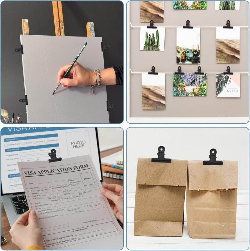 DENGXINWEI 50 Pcs Metal Bulldog Clips, Gold Bull Binder,Mini Metal Paper Clips 0.87 in Hinge Clips Small for Tags Bags, Food Bags,Pictures Photos,Art Work,Office and Home Kitchen,Price Tag (Black) - Image 3