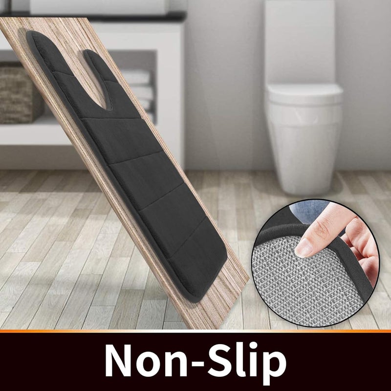 Yimobra Memory Foam Toilet Bath Mat U-Shaped, Commode Contour Rug, Soft and Comfortable, Super Water Absorption, Non-Slip, Thick, Machine Wash and Easier to Dry for Bathroom, 24 X 24 Inches, Black - Image 4