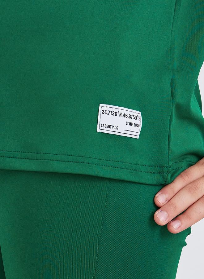 Styli Girls Dark Green Slogan T-Shirt and Legging Set - Image 1