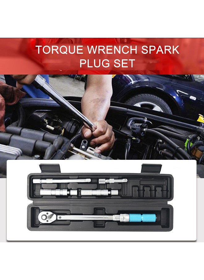 Generic - 5 PCS 3/8 Inch Drive Click Torque Wrench Kit with Storage Case 5 to 60N.m Adjustable Torque Ratcheting Torque Wrench Spark Plug Set Quick Release - Image 1