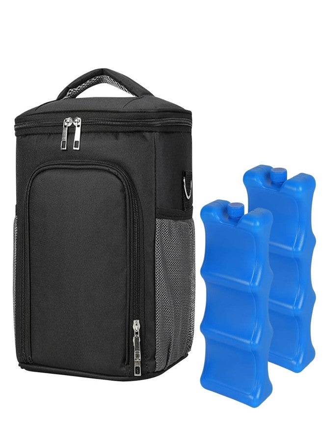 Mancro Breastmilk Cooler Bag with 2 Ice Pack, Baby Bottles Up to 9 Ounce, Breast Milk Cooler for Nursing Mom (Rectangular Black) - Image 1