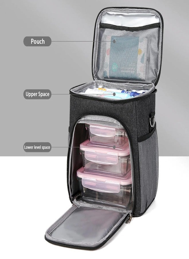 Mancro Breastmilk Cooler Bag with 2 Ice Pack, Baby Bottles Up to 9 Ounce, Breast Milk Cooler for Nursing Mom (Rectangular Black) - Image 5