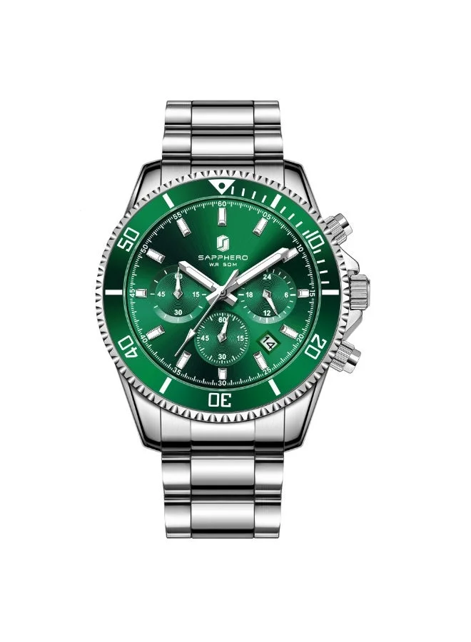 Sapphero SAPPHERO Mens Watches Analog Quartz Chronograph Stainless Steel Watches for Men 50M Waterproof Men's Wrist Watches with Calendar Luxury Business Work Casual Watch Elegant Gifts for Men