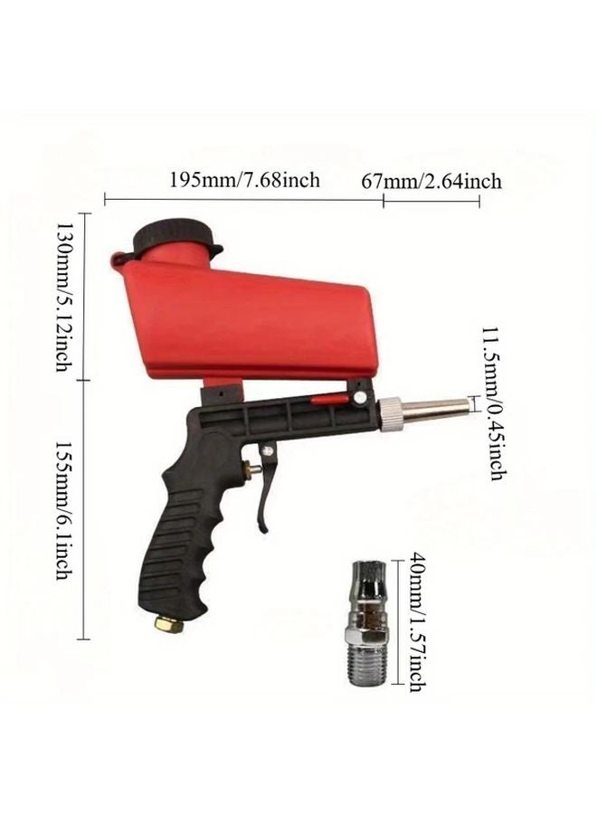 Red Handheld Pneumatic Sandblasting Gun Adjustable Gravity Supply Portable Rust Removal Tool - Image 3