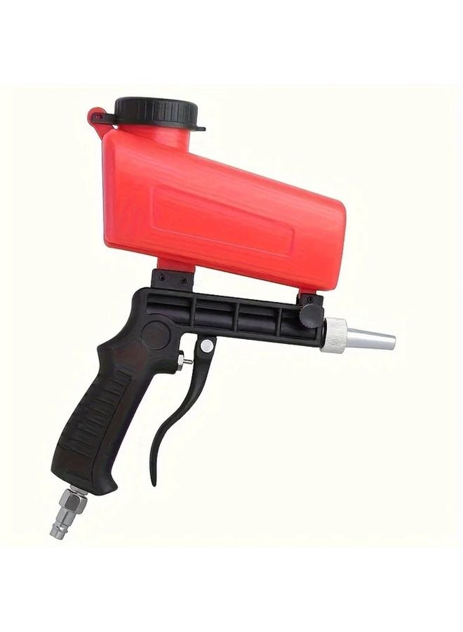 Red Handheld Pneumatic Sandblasting Gun Adjustable Gravity Supply Portable Rust Removal Tool - Image 2