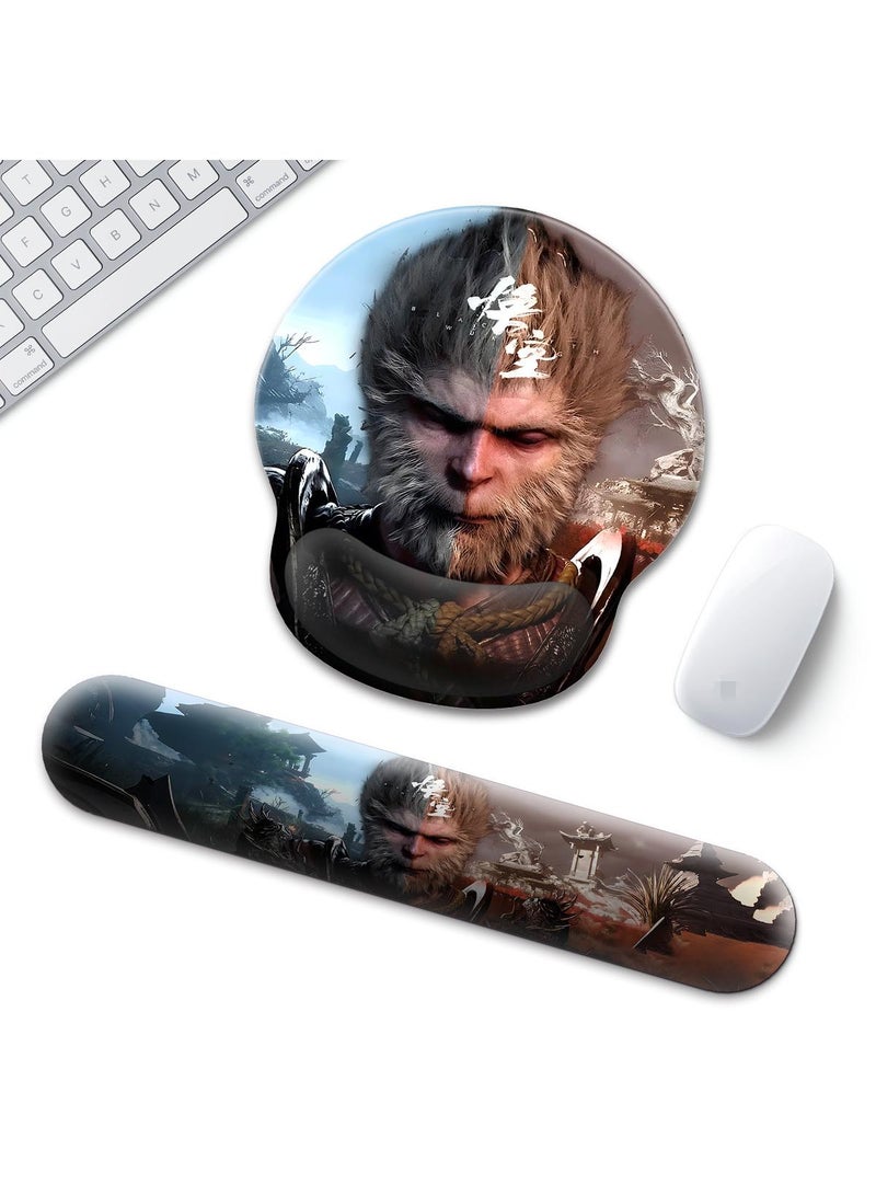 Y&D Black Myth Wukong Enlarged Superfine Fiber Soft Smooth Memory Foam Ergonomic Mouse Pad Keyboard Wrist Rest Comfortable for Desktop Laptop Mac or Gaming Stress Free Typing - Image 1