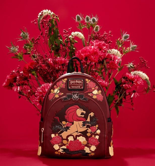 Loungefly Harry Potter Gryffindor House Floral Tattoo Mini Backpack - Image 2