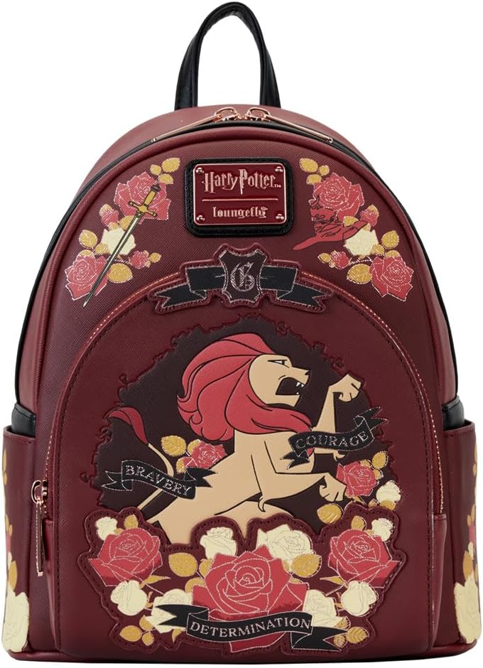Loungefly Harry Potter Gryffindor House Floral Tattoo Mini Backpack - Image 1