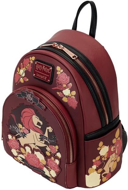 Loungefly Harry Potter Gryffindor House Floral Tattoo Mini Backpack - Image 4
