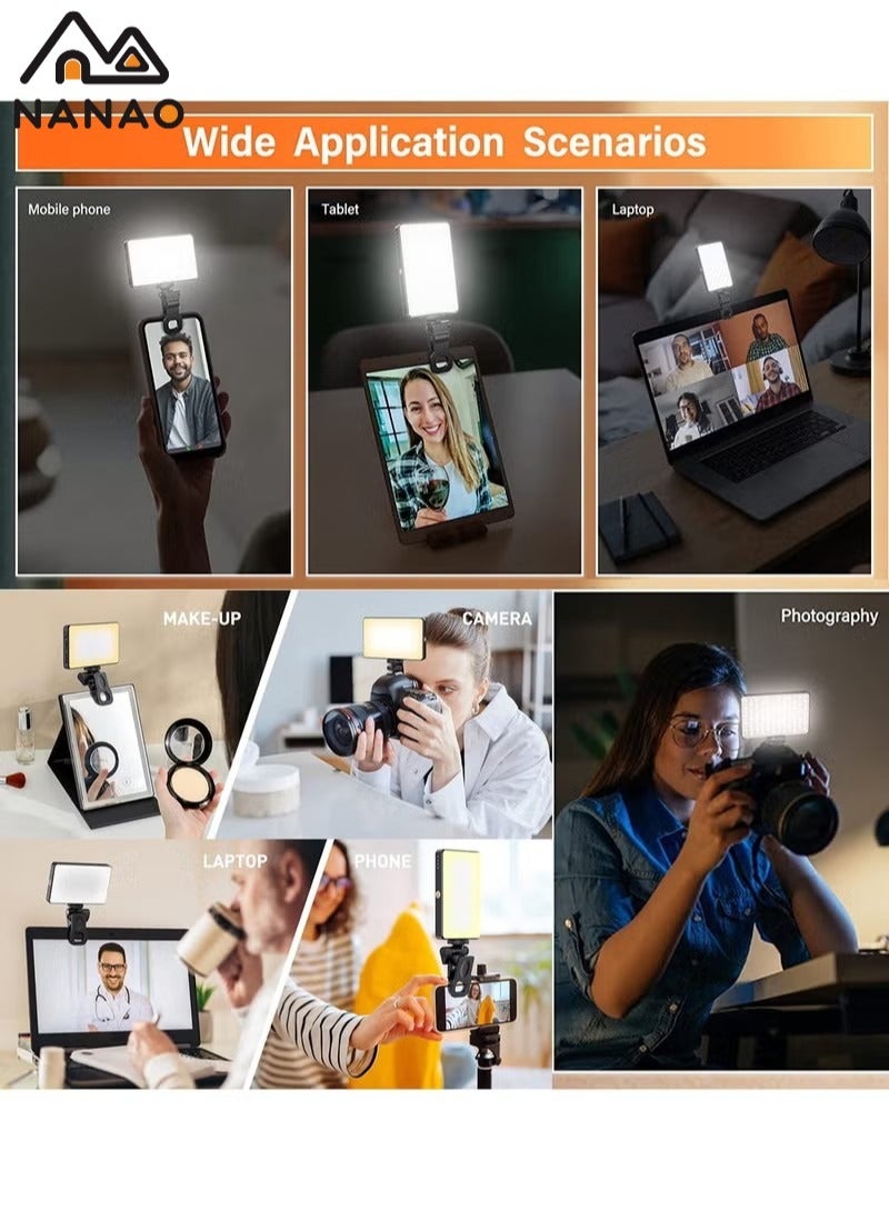 ناناو Photography Light Clip on Phone Laptop,Video Light,Portable LED Camera Fill Light Panel,Pocket LED Phone Light,Dimmable 3 Lighting Effects,Rechargeable LED Lighting for Video Conference,TikTok,Youtube - Image 3
