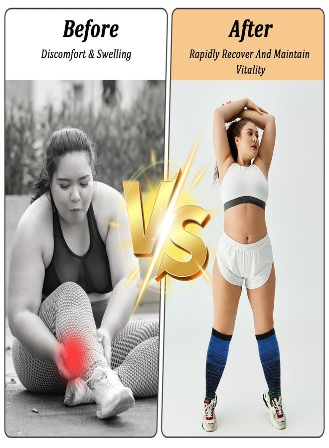 Prasacco 6 Pairs Plus Size Compression Socks for Women Wide Calf Knee High Compression Stockings for Circulation Travel Yoga Running, XX-Large - Image 5