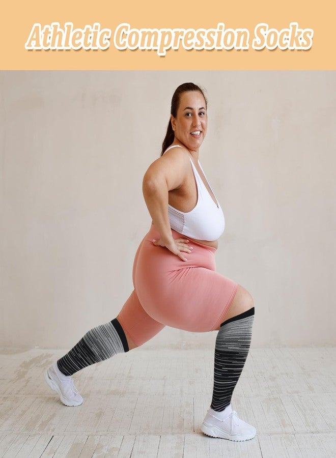 Prasacco 6 Pairs Plus Size Compression Socks for Women Wide Calf Knee High Compression Stockings for Circulation Travel Yoga Running, XX-Large - Image 4