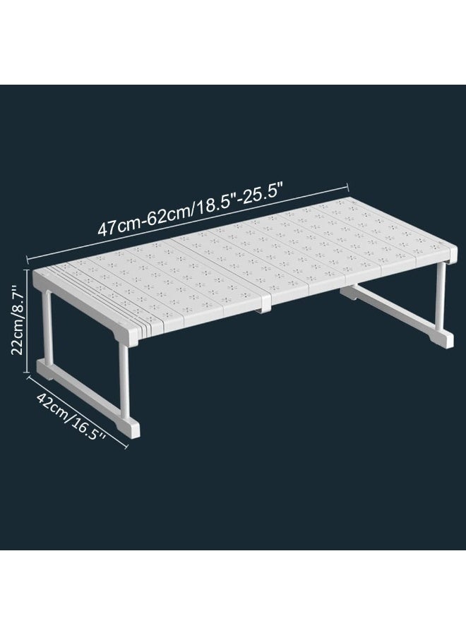 U-HOOME Stackable Closet Tension Shelf, Rod Extendable Adjustable Storage Rack Separator Cabinet Divider Wardrobe Shoe Wardrobe Organizer DIY Bedroom 2PCS - Image 2