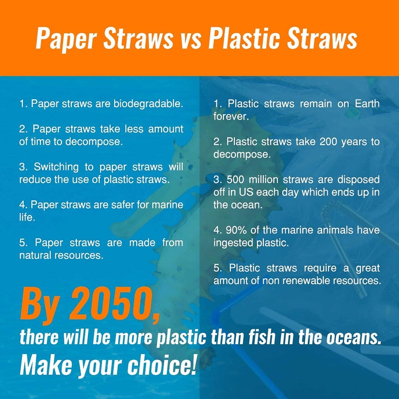 Imaashi Pack of 100 Eco-Friendly Paper Straws Pipes- 100% Biodegradable and Compostable Alternative to Plastic Straws Perfect for Parties, Events, and Daily use - Random Colors- Size 6 MM 8 Inch - Image 5