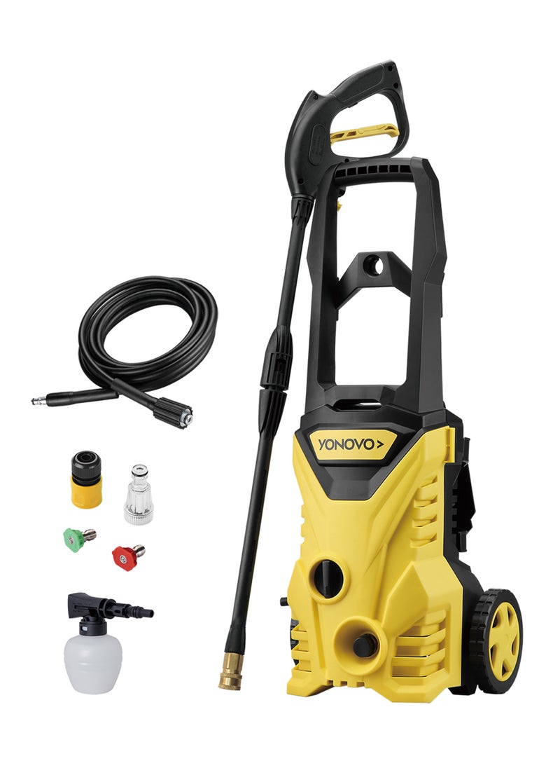 YONOVO 1650W Electric Pressure Washer - 1958 PSI / 135 BAR Heavy-Duty Cleaner for Car, Patio, and Outdoor Use | High-Pressure Washer with Adjustable Nozzle, Soap Dispenser, and Hose Reel  - Image 1