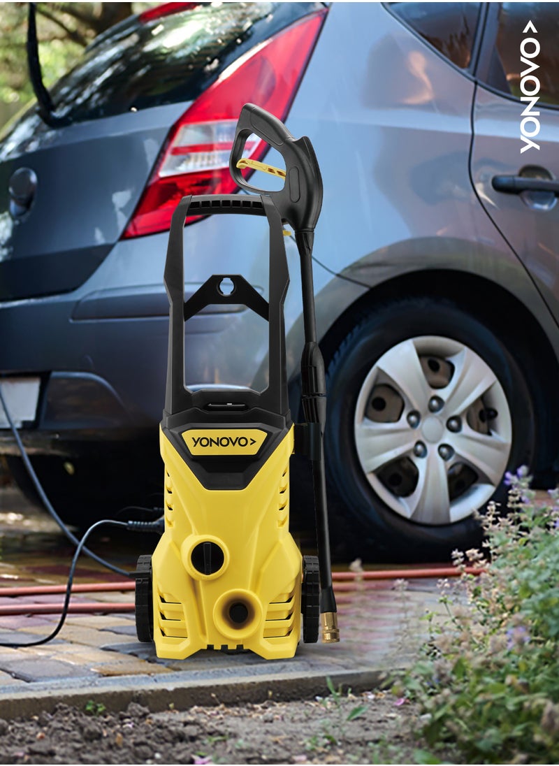 YONOVO 1650W Electric Pressure Washer - 1958 PSI / 135 BAR Heavy-Duty Cleaner for Car, Patio, and Outdoor Use | High-Pressure Washer with Adjustable Nozzle, Soap Dispenser, and Hose Reel  - Image 5