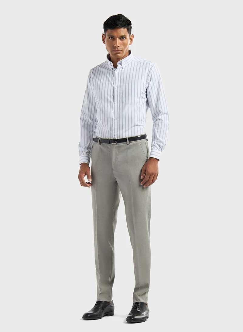 فاف Solid Slim Fit Flexi Waist Trousers with Pockets a