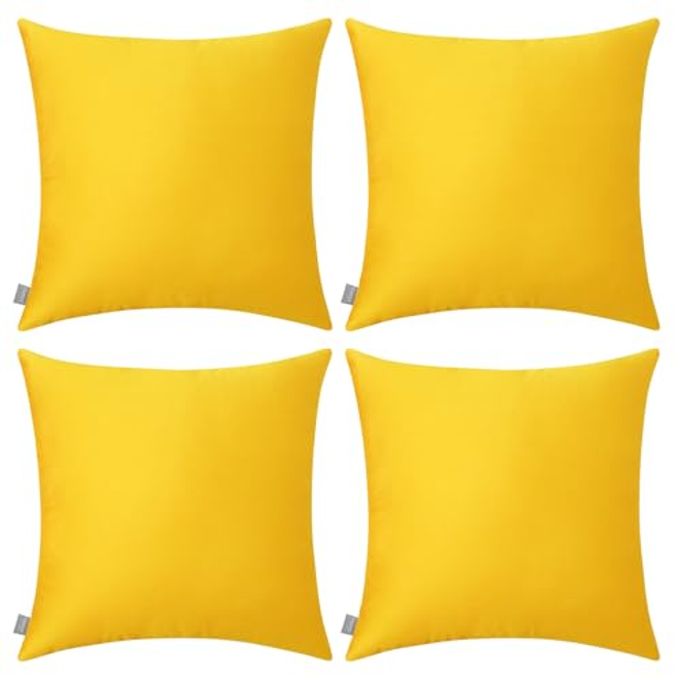 4PACK 100 COTTON COMFORTABLE SOLID DECORATIVE THROW PILLOW CASE SQUARE CUSHION COVER PILLOWCASE SUBLIMATION BLANK PILLOW COVERS DIY THROW PILLOWCASE FOR SOFA BEDROOM20X20 INCH50X50CMYELLOW