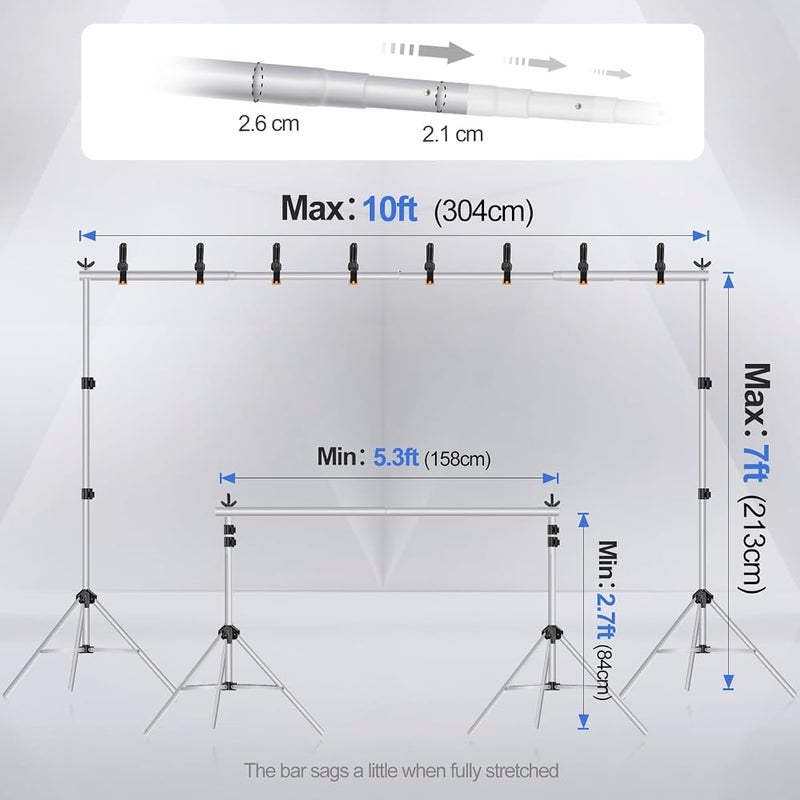 EMART Backdrop Stand 10x7ft(HxW),Background Support for Photography,Silver - Image 3