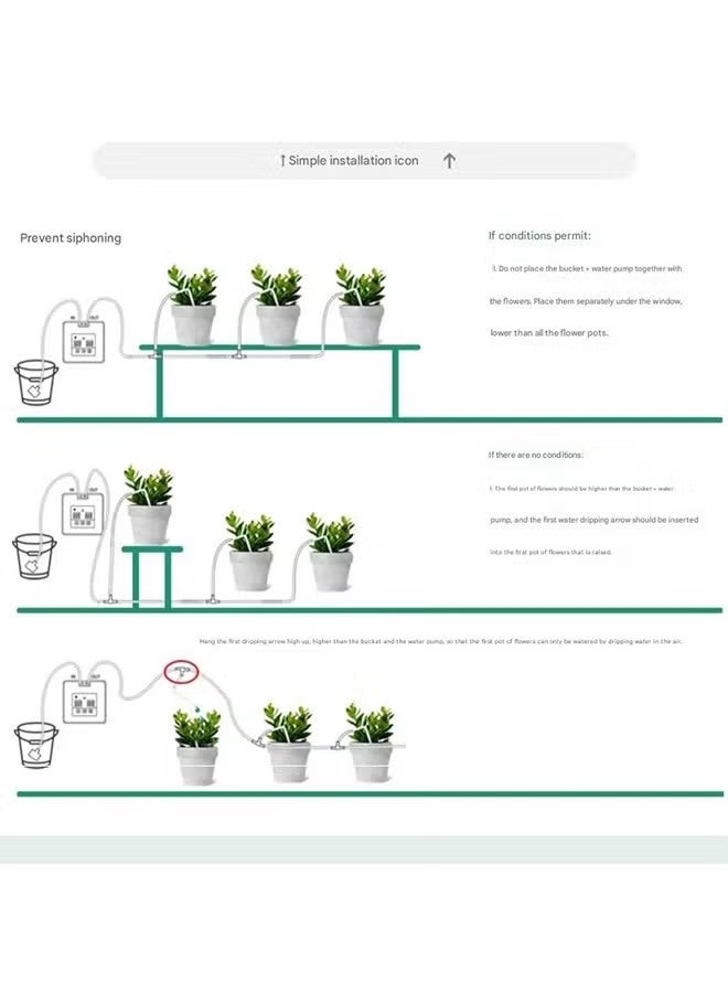 نظام ري بالتنقيط يعمل بالطاقة الشمسية، نظام ري للنباتات بالطاقة الشمسية، يدعم أجهزة الري الذاتي، 15 وعاءً بستة أوضاع توقيت، نظام ري داخلي وخارجي، شرفة، فناء، حديقة - Image 5