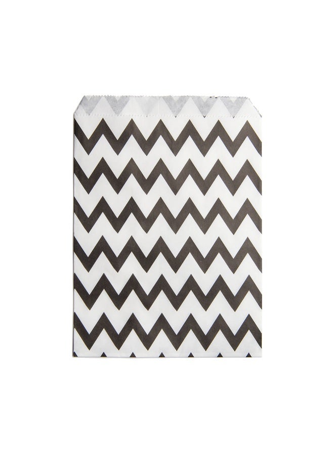 Restaurantware 7 x 5 Inch Cookie Bags, 100 Biodegradable Paper Treat Bags - Use As Party Favors Or Candy Bags, Food Safe, Black With Zig Zags Paper Food Bags For Baked Goods, For Buffets Or Parties - Image 1