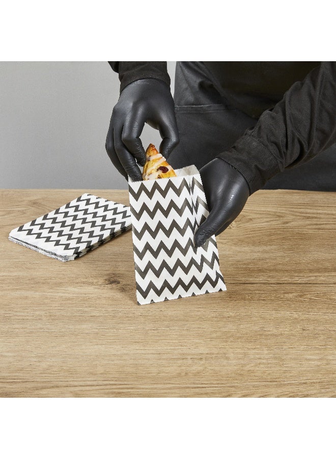 Restaurantware 7 x 5 Inch Cookie Bags, 100 Biodegradable Paper Treat Bags - Use As Party Favors Or Candy Bags, Food Safe, Black With Zig Zags Paper Food Bags For Baked Goods, For Buffets Or Parties - Image 5
