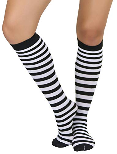 ToBeInStyle Women's Horizontal Striped Knee High SocksBlack/White - One Size - Image 1