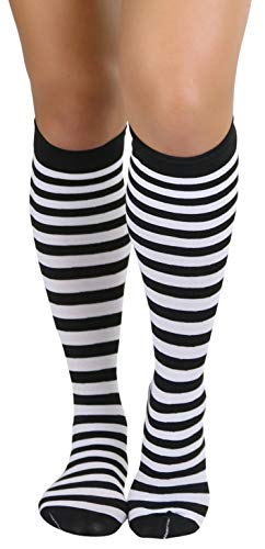 ToBeInStyle Women's Horizontal Striped Knee High SocksBlack/White - One Size - Image 3