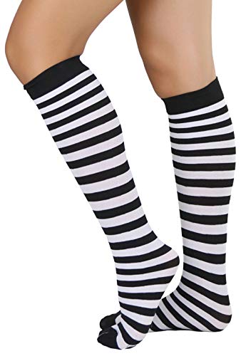ToBeInStyle Women's Horizontal Striped Knee High SocksBlack/White - One Size - Image 4