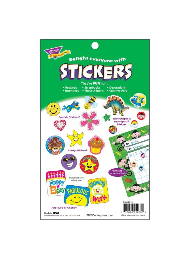 Trend Enterprises Trend Sparkly Stars, Hearts, & Smiles Sticker Pad, Classroom Incentives, 336 Count  - Image 2