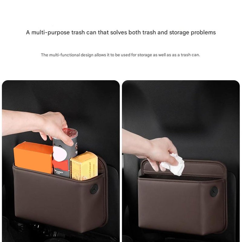 Leather Automotive Trash Can Bin with Leakproof and Easy Features for Car Cabin Organization Quick Install Leather Car Trash Can Featuring Leakproof Design Storage Box Large Capacity and - Image 3
